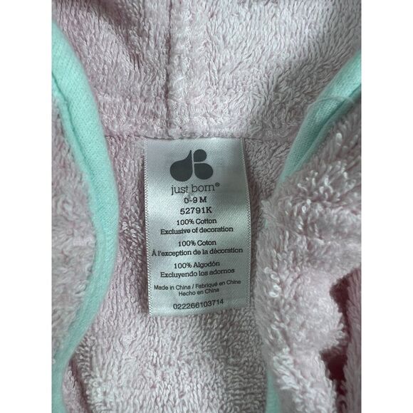 Just Born Baby Girl Pink Hooded Octopus Bath Robe Size 0-9 Months Terry Cloth - Picture 2 of 8
